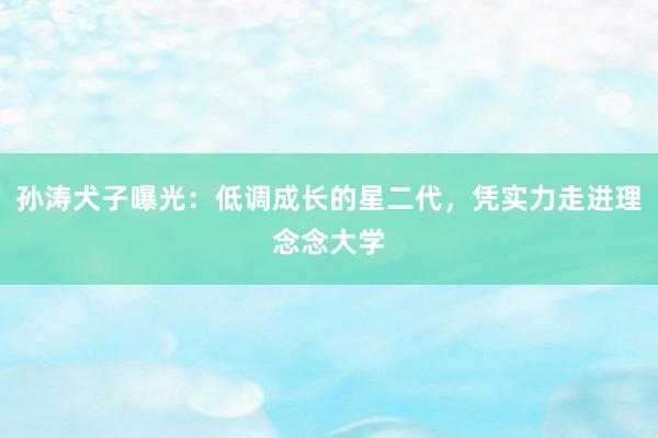 孙涛犬子曝光：低调成长的星二代，凭实力走进理念念大学