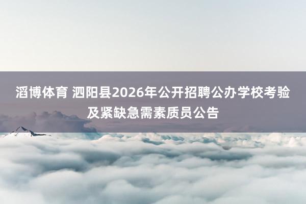 滔博体育 泗阳县2026年公开招聘公办学校考验及紧缺急需素质员公告
