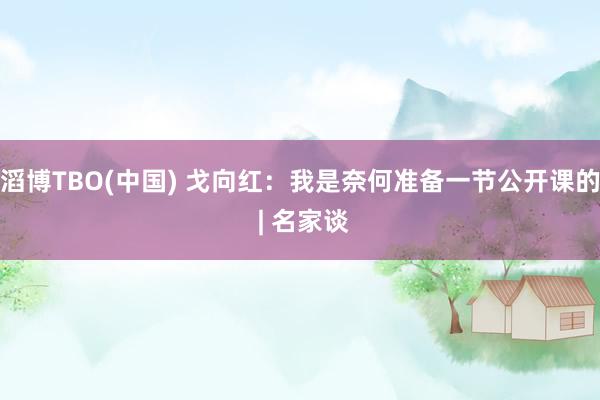 滔博TBO(中国) 戈向红：我是奈何准备一节公开课的 | 名家谈