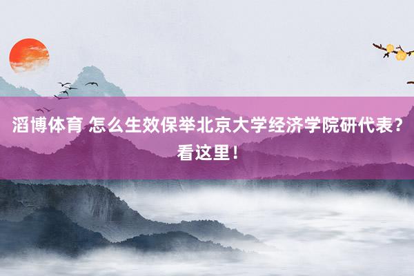 滔博体育 怎么生效保举北京大学经济学院研代表？看这里！
