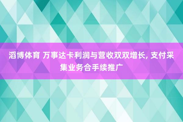 滔博体育 万事达卡利润与营收双双增长， 支付采集业务合手续推广