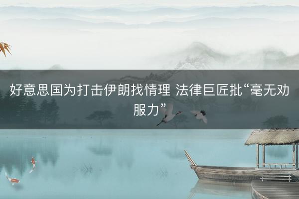 好意思国为打击伊朗找情理 法律巨匠批“毫无劝服力”