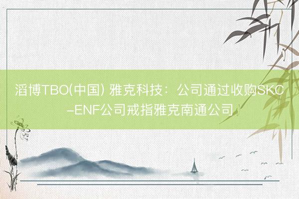 滔博TBO(中国) 雅克科技：公司通过收购SKC-ENF公司戒指雅克南通公司